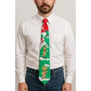Vintage Holiday Christmas Novelty Tie Silk Yule Tie Greetings Hallmark